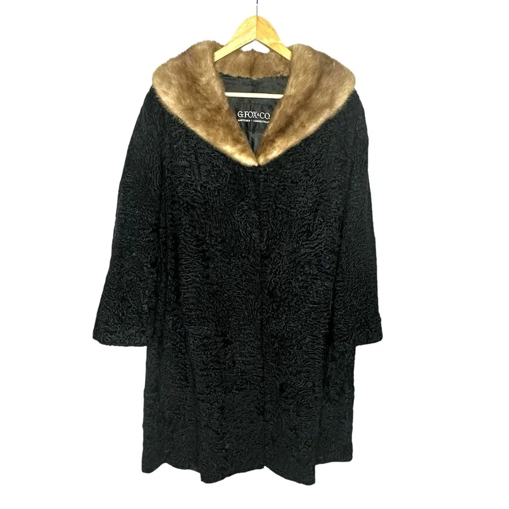 Vintage 50’s/60’s G Fox + Co Persian Lamb Fur Jacket w/Mink Collar - Picture 12 of 16